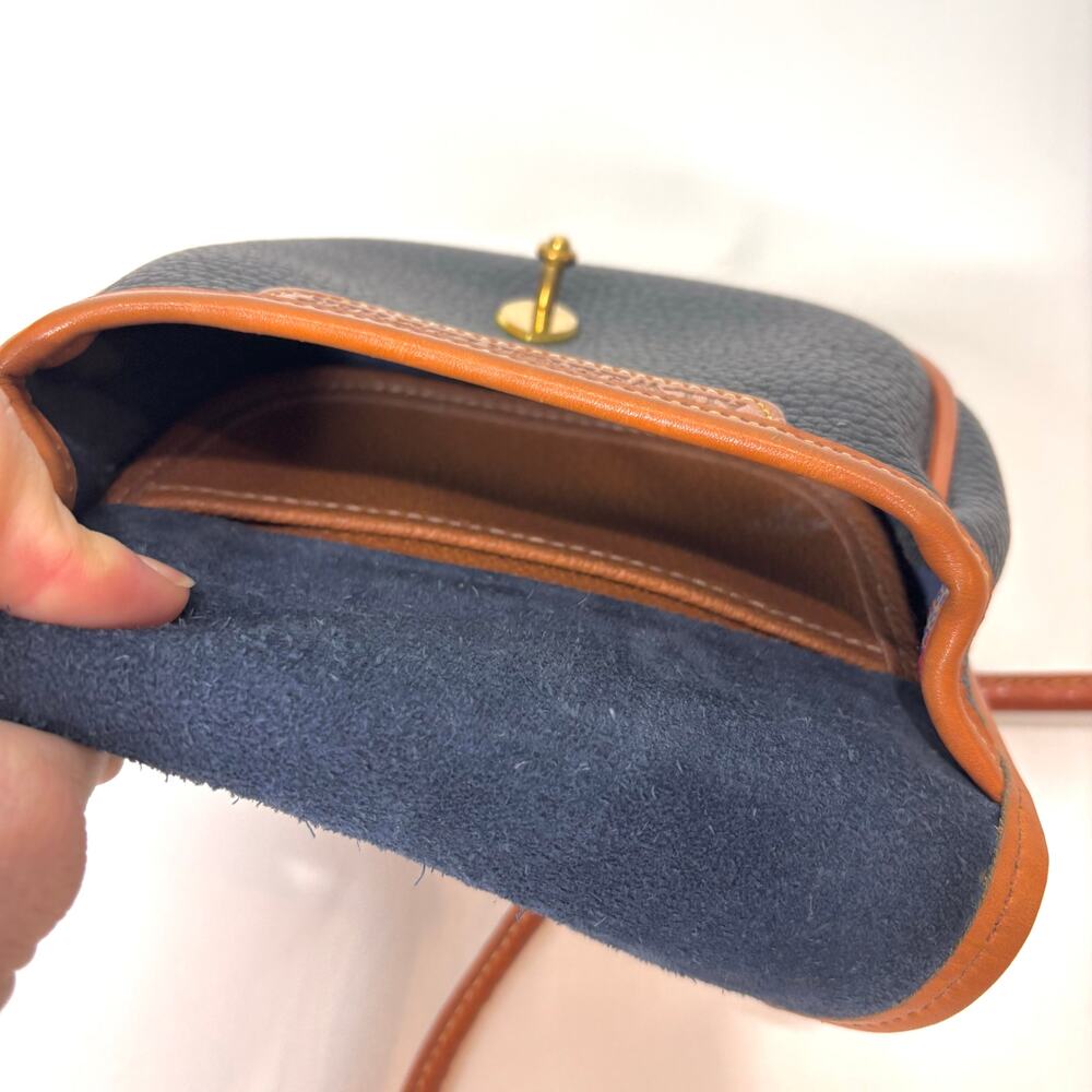 Dooney & Bourke Navy Blue Leather Calvary Crossbody Belt Bag Convertible 6" x 5" - Picture 4 of 10
